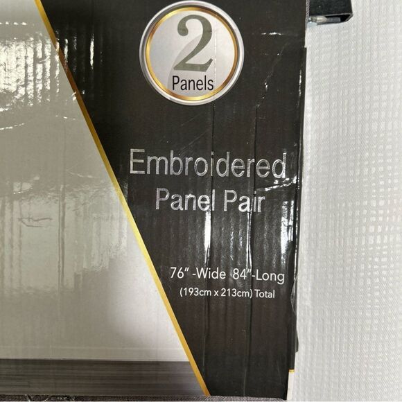 NWT Alvera Grommet Window Embroidered Panel Pair Silver 76” W X 84”L - Picture 4 of 5